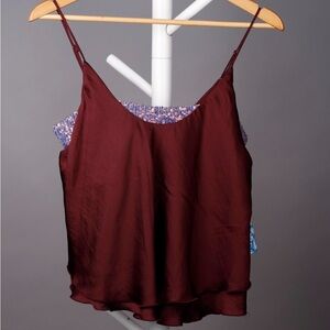 Free People Wine Red Satin Spaghetti Strap Cami NWT small